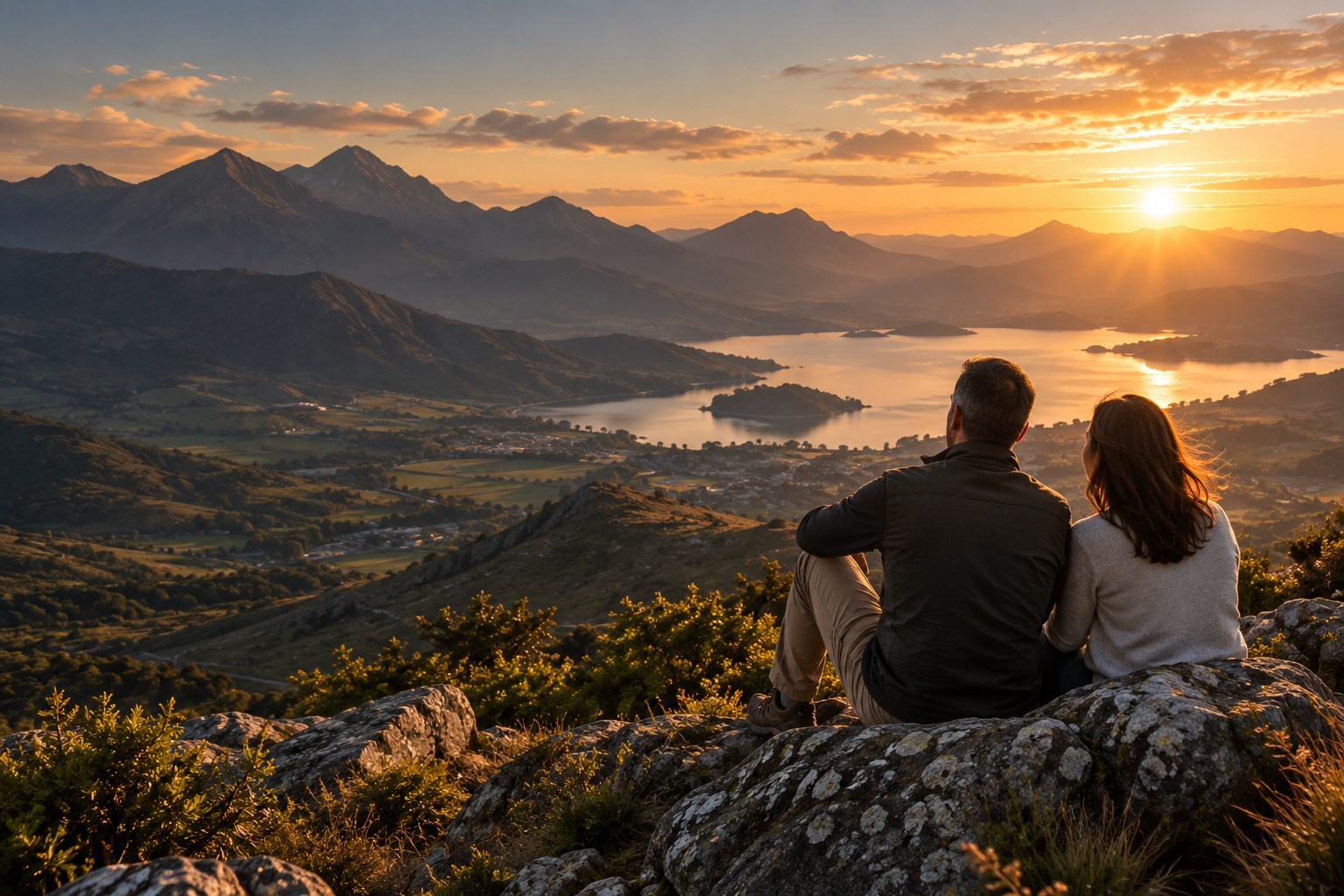 Couple overlooking a landscape